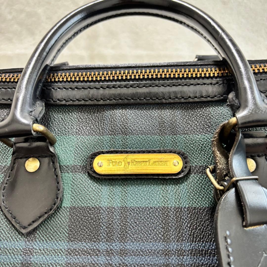 ✨️美品 ポロラルフローレン ブラックウォッチ ミニボストンバッグ PVCレザー