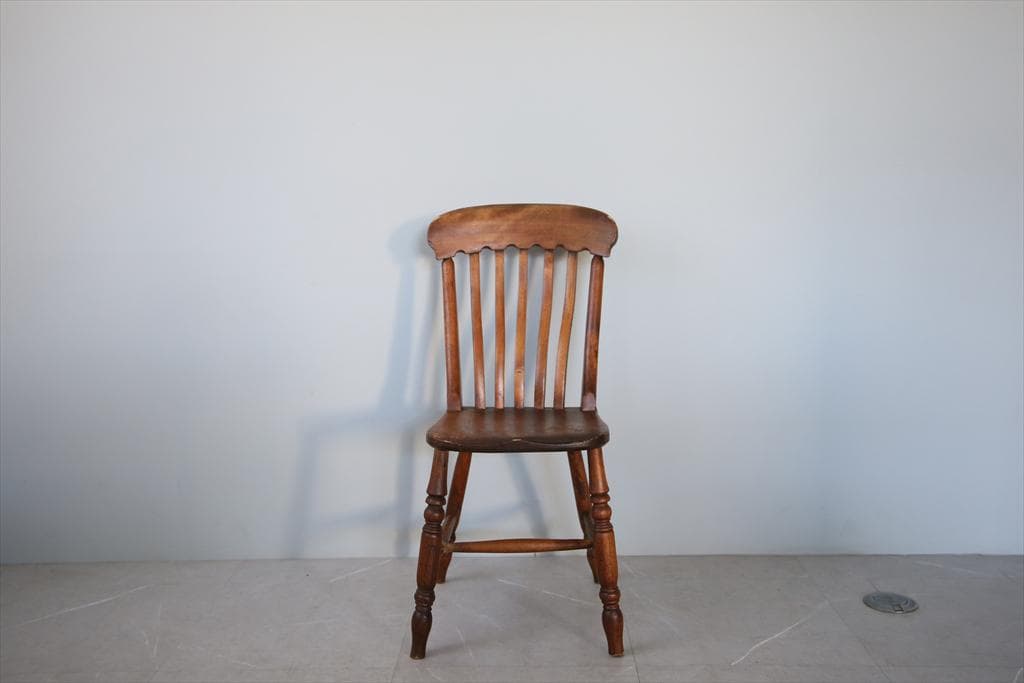 英国アンティーク木製キッチンチェア/ダイニングイス椅子/飾り棚(91-150-1