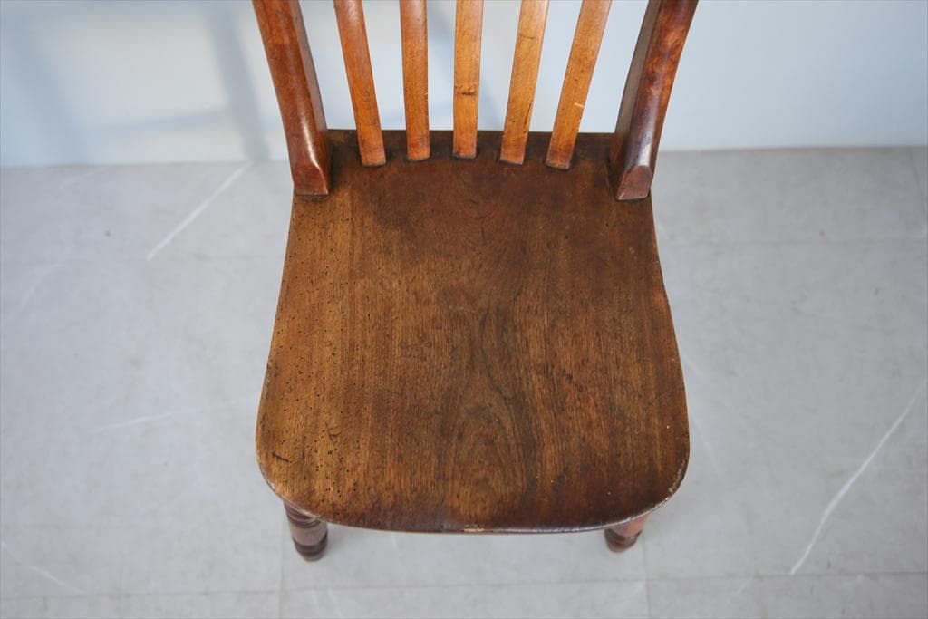 英国アンティーク木製キッチンチェア/ダイニングイス椅子/飾り棚(91-150-1