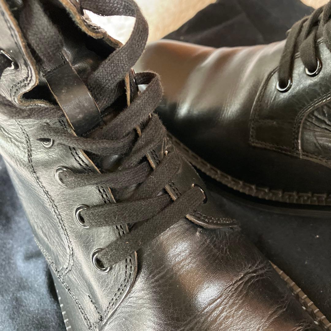 ヨージヤマモト ブラックレザー レースアップブーツ　サイズ２