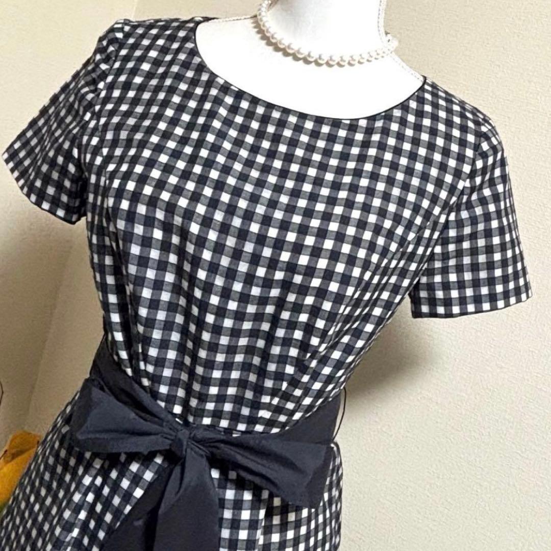 【美品】courreges クレージュ 定価3.9万　チェック　ワンピース 黒M