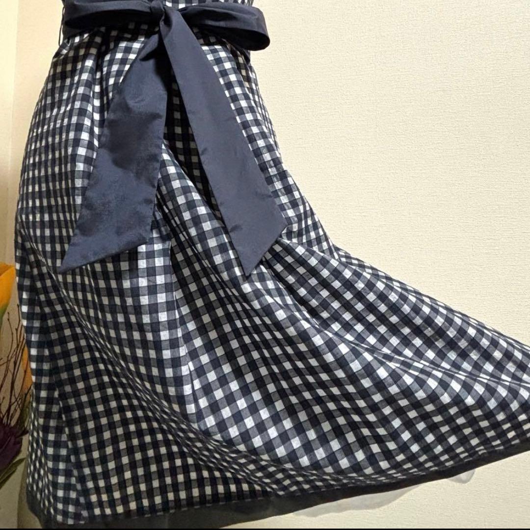 【美品】courreges クレージュ 定価3.9万　チェック　ワンピース 黒M