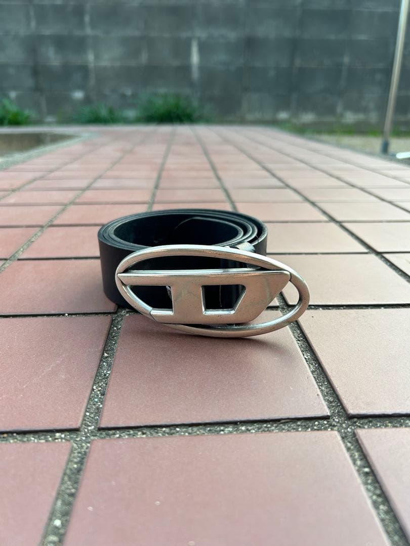 DIESEL ブラック ベルト シルバー バックル