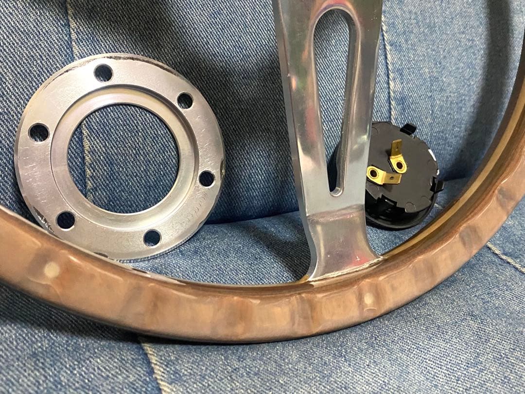 ウッドステアリング　365mm ハンドル　即納◎