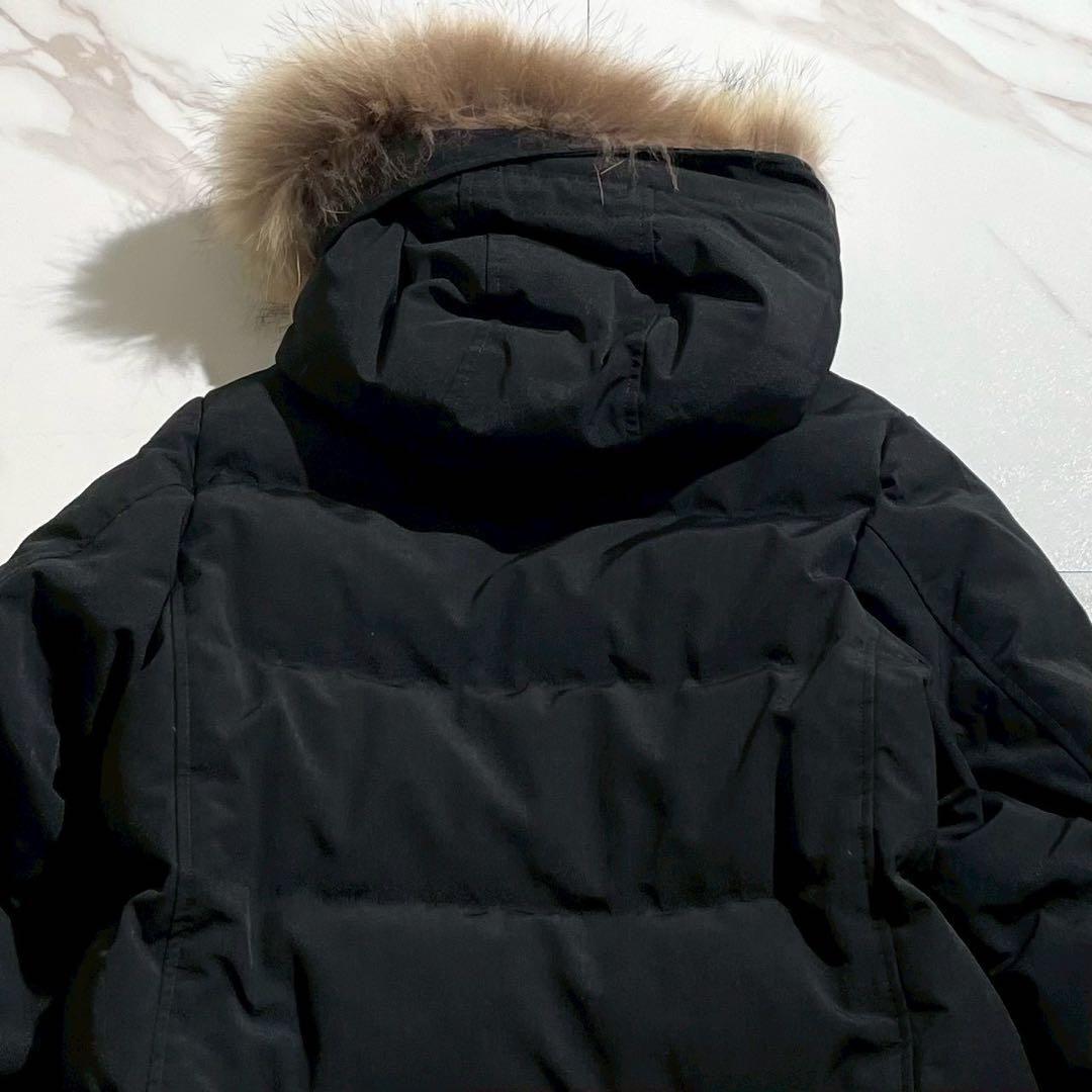 ダントン ロングダウンコート キルティング レディース ラクーンファー ブラック