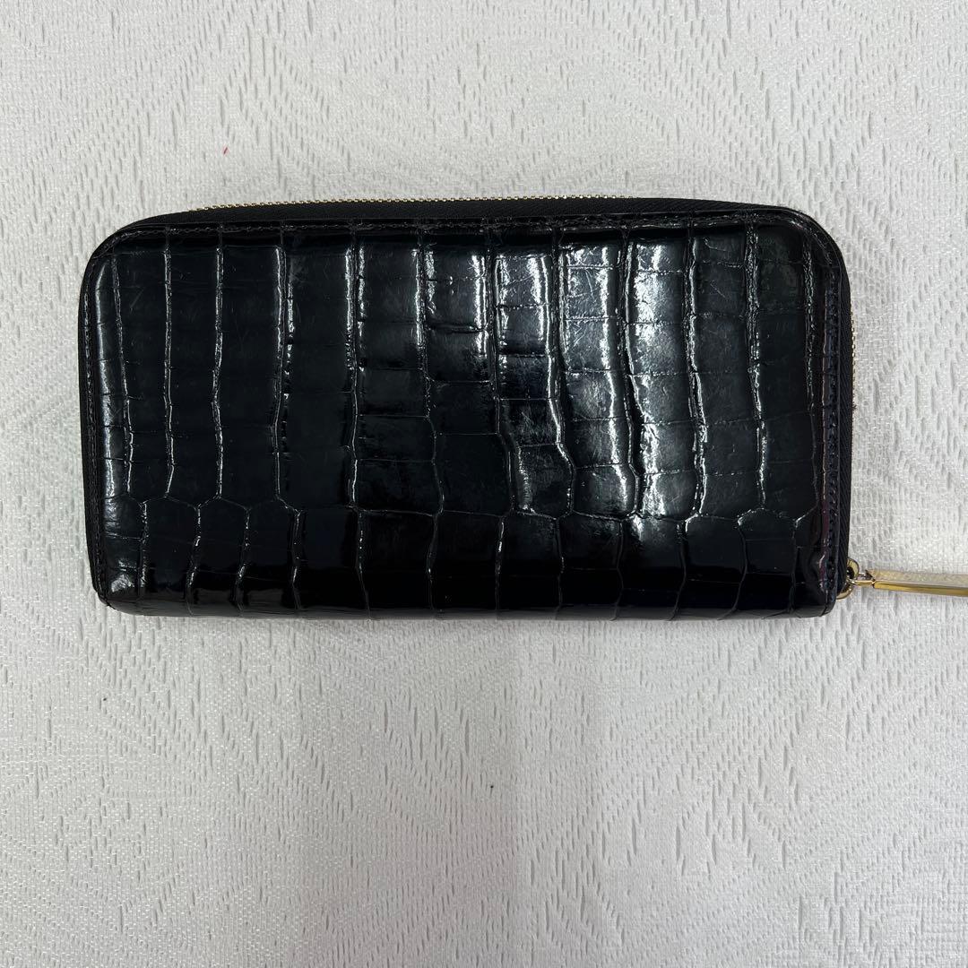 池田工芸　長財布　L字ファスナー　クロコダイル　ブラック　ゴールド金具　メンズ