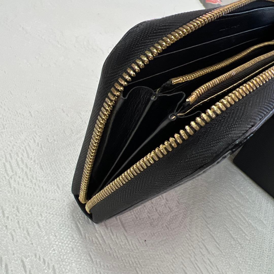 池田工芸　長財布　L字ファスナー　クロコダイル　ブラック　ゴールド金具　メンズ