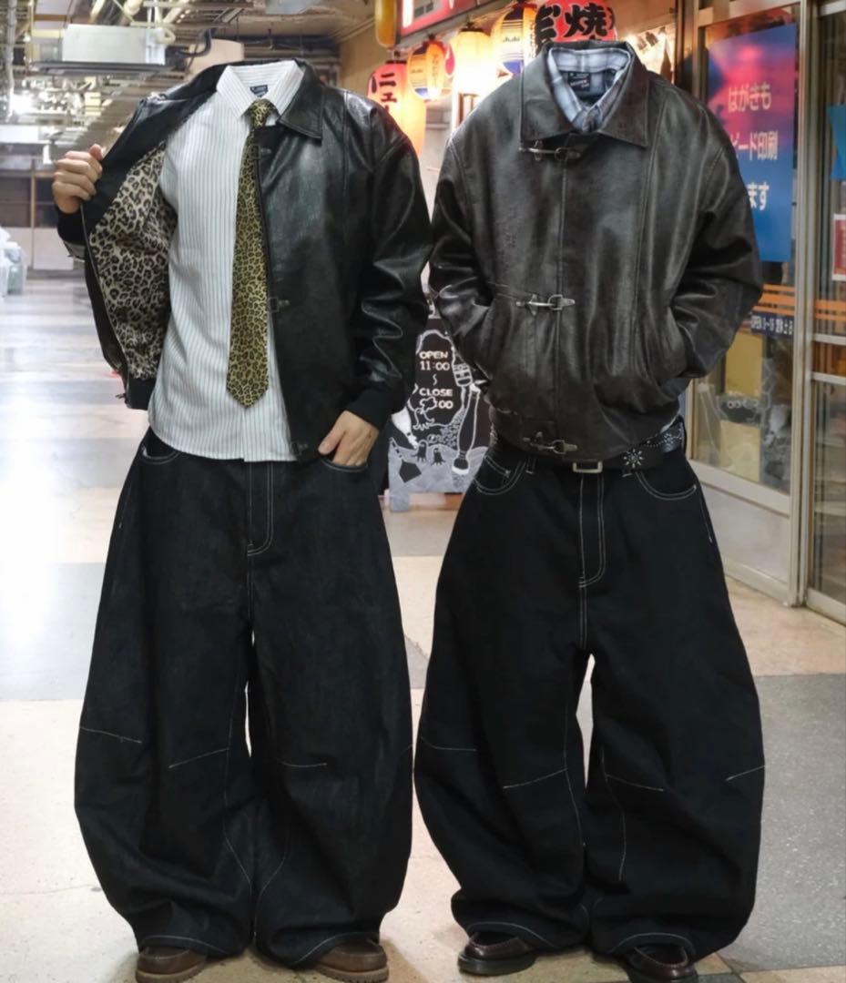 どこかの猫好き　ベルベット　レザージャケット　ブラウン