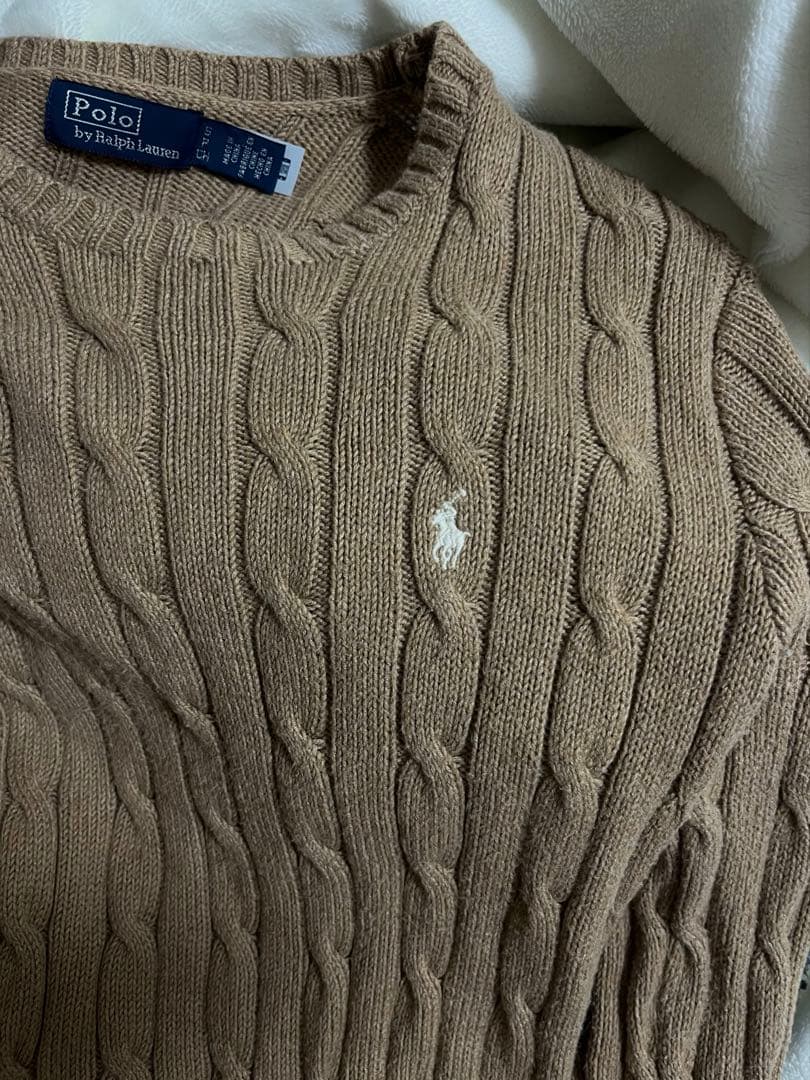 polo ralphケーブルニット コットン クルーネック セーター