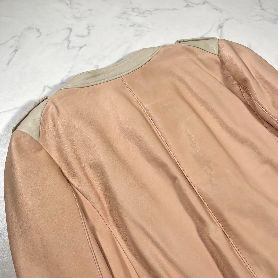 MIU MIU ミュウミュウ　フリル　バイカラー　レザージャケット　ライダース