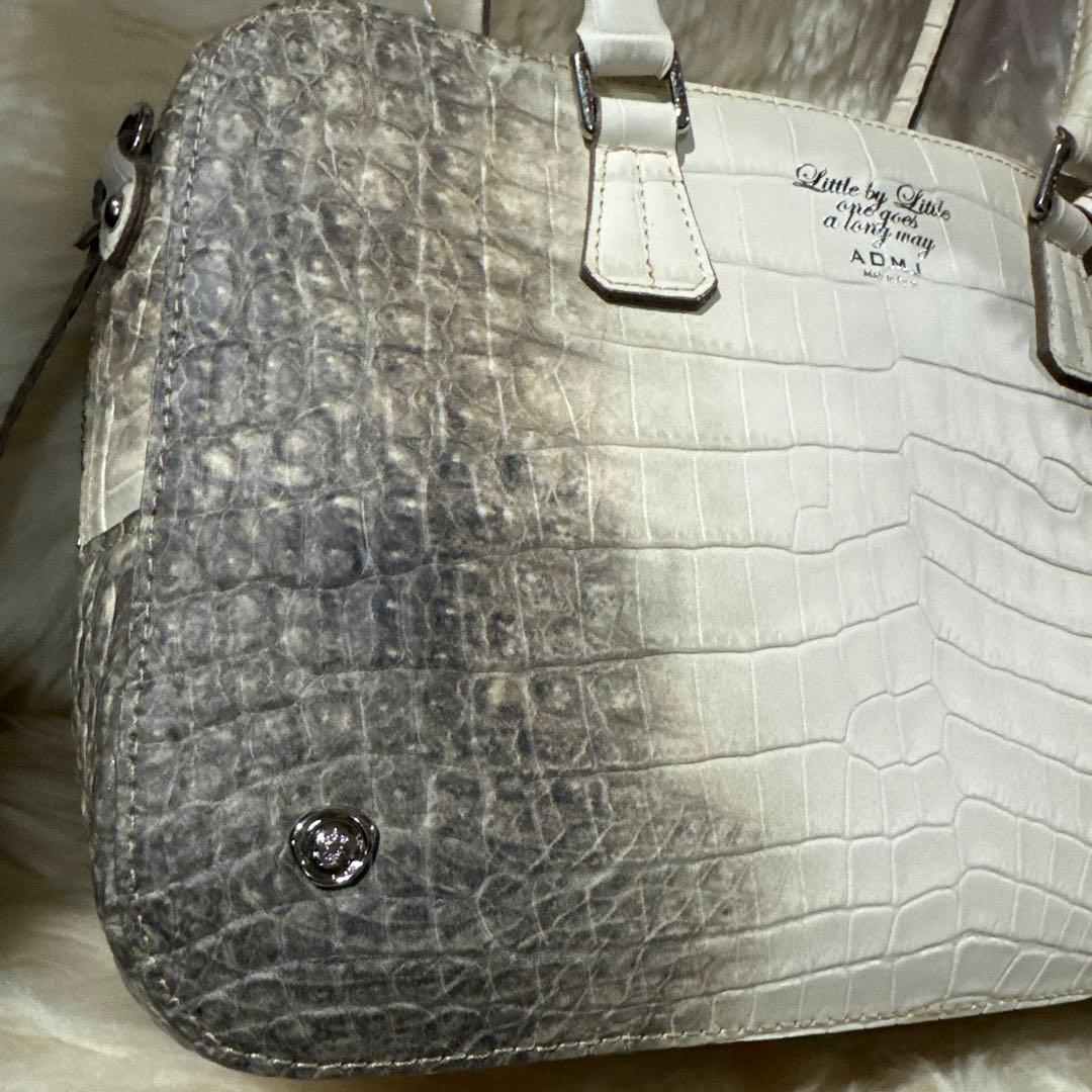 専用☆ADMJ クロコ型押し28cm ボストンバッグ コッコヒマラヤ シルバー