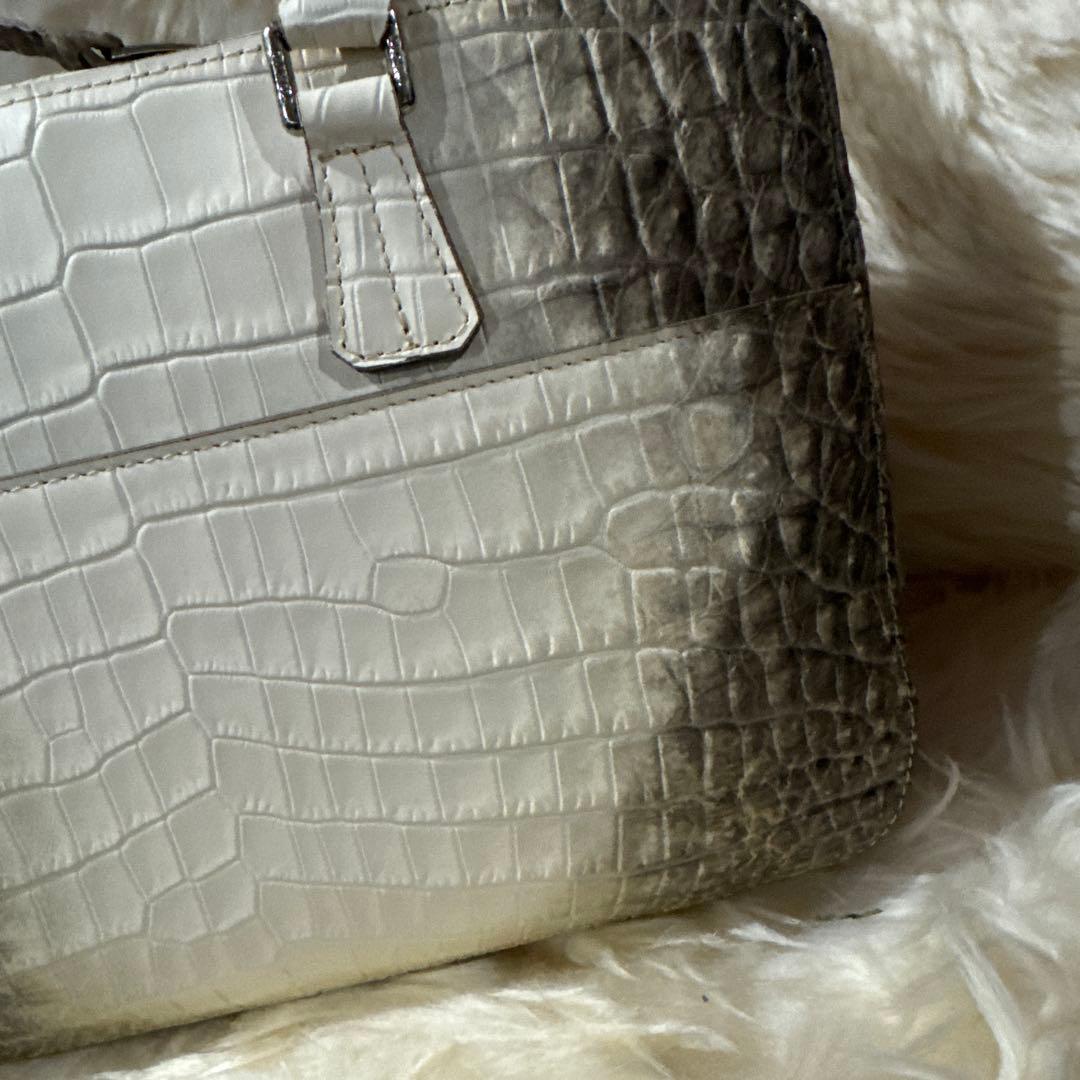 専用☆ADMJ クロコ型押し28cm ボストンバッグ コッコヒマラヤ シルバー