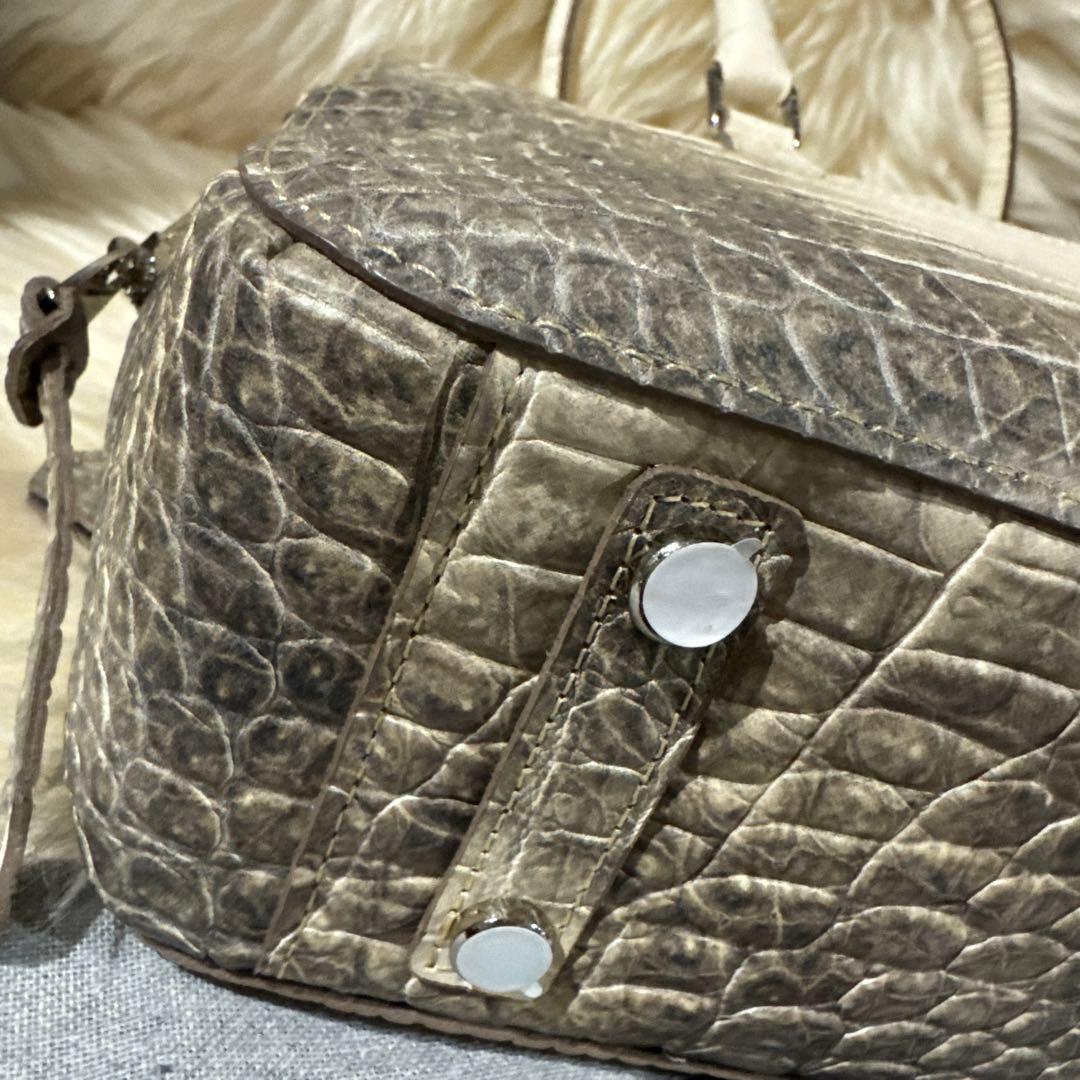 専用☆ADMJ クロコ型押し28cm ボストンバッグ コッコヒマラヤ シルバー