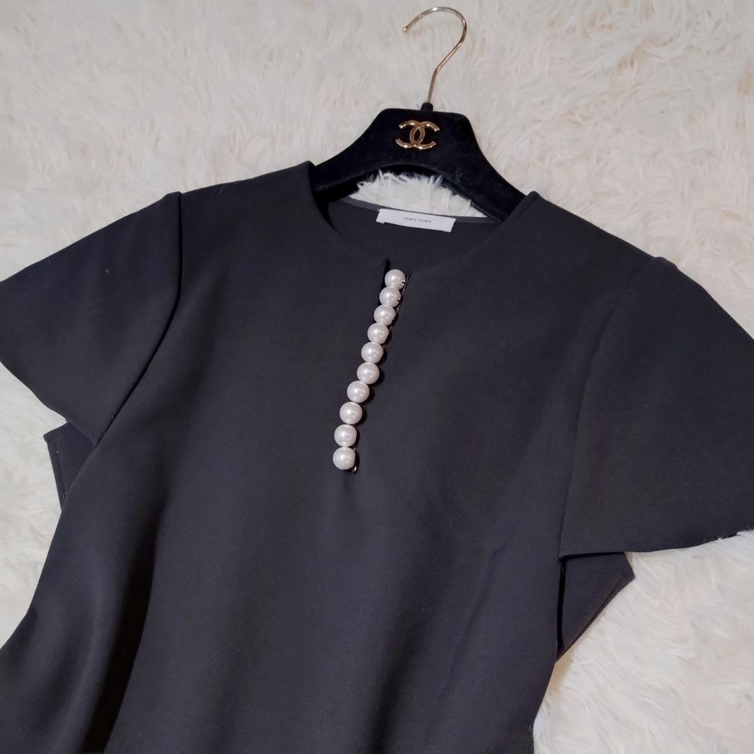 美品✨　ヨーコチャン YCD-620-645 38 ブラック パール ドレス