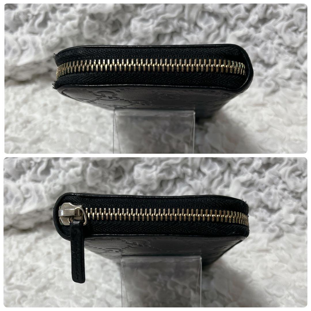 GUCCI GGパターン 長財布　ラウンドファスナー　レザー　黒　本革