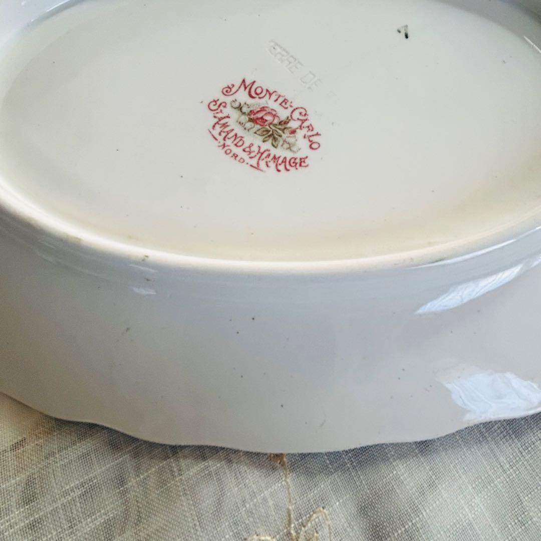 〈レア〉フランスアンティーク　多色　サンタマン　ラヴィエ　オーバル型