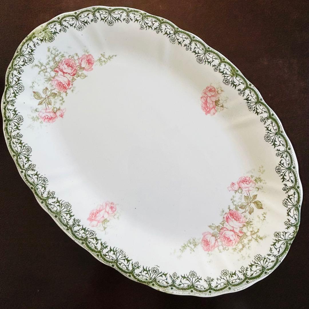 〈レア〉フランスアンティーク　多色　サンタマン　ラヴィエ　オーバル型