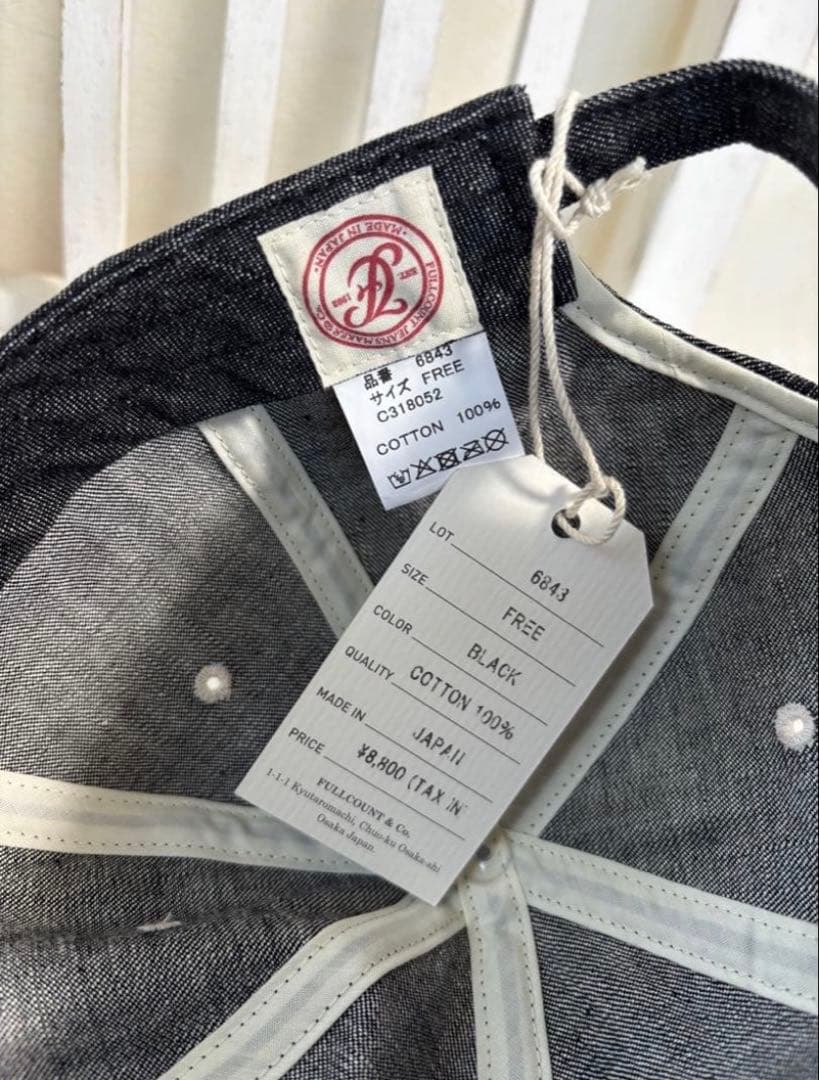 新品 FULLCOUNT ベースボールキャップ ブラック デニム アメカジ 黒