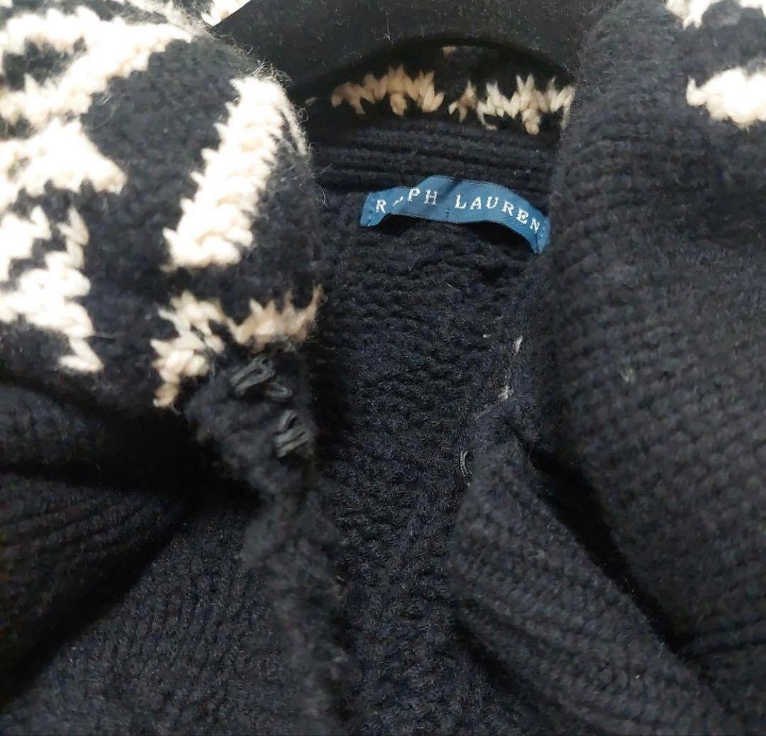 希少 ラルフローレン ウール カシミア ケーブル編み ボリーム襟 ボレロ