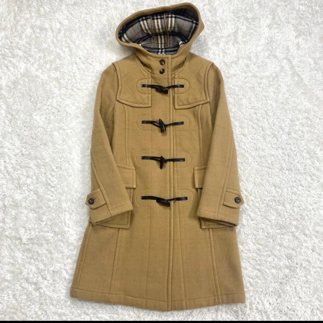 【値引き】バーバリーブルーレーベル ダッフルコート キャメル ノバチェック Ｌ