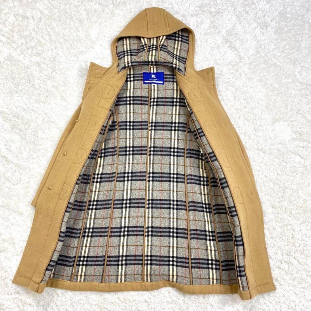 【値引き】バーバリーブルーレーベル ダッフルコート キャメル ノバチェック Ｌ