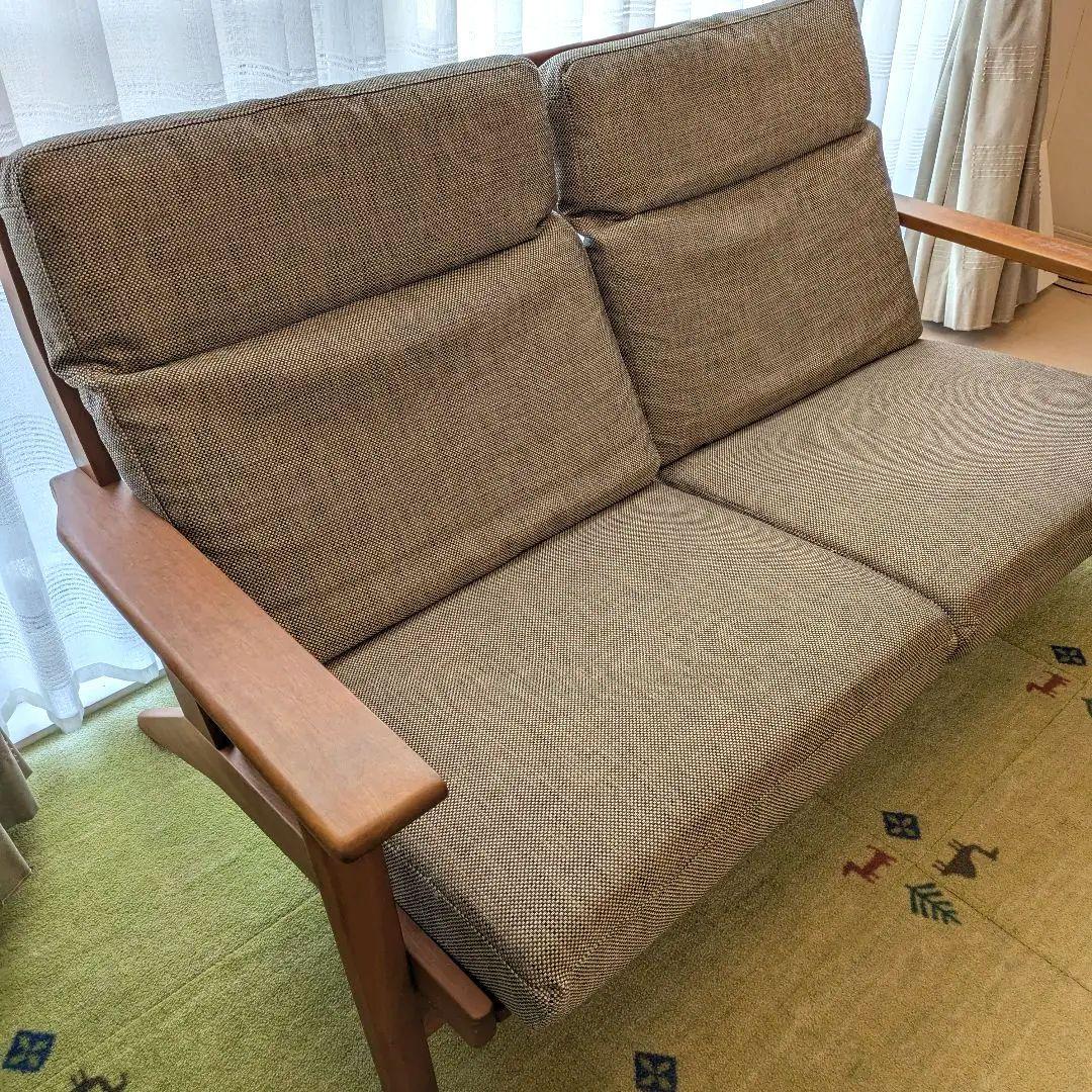 ナガノインテリア　ファブリック　２人掛けソファ 替えカバー付き