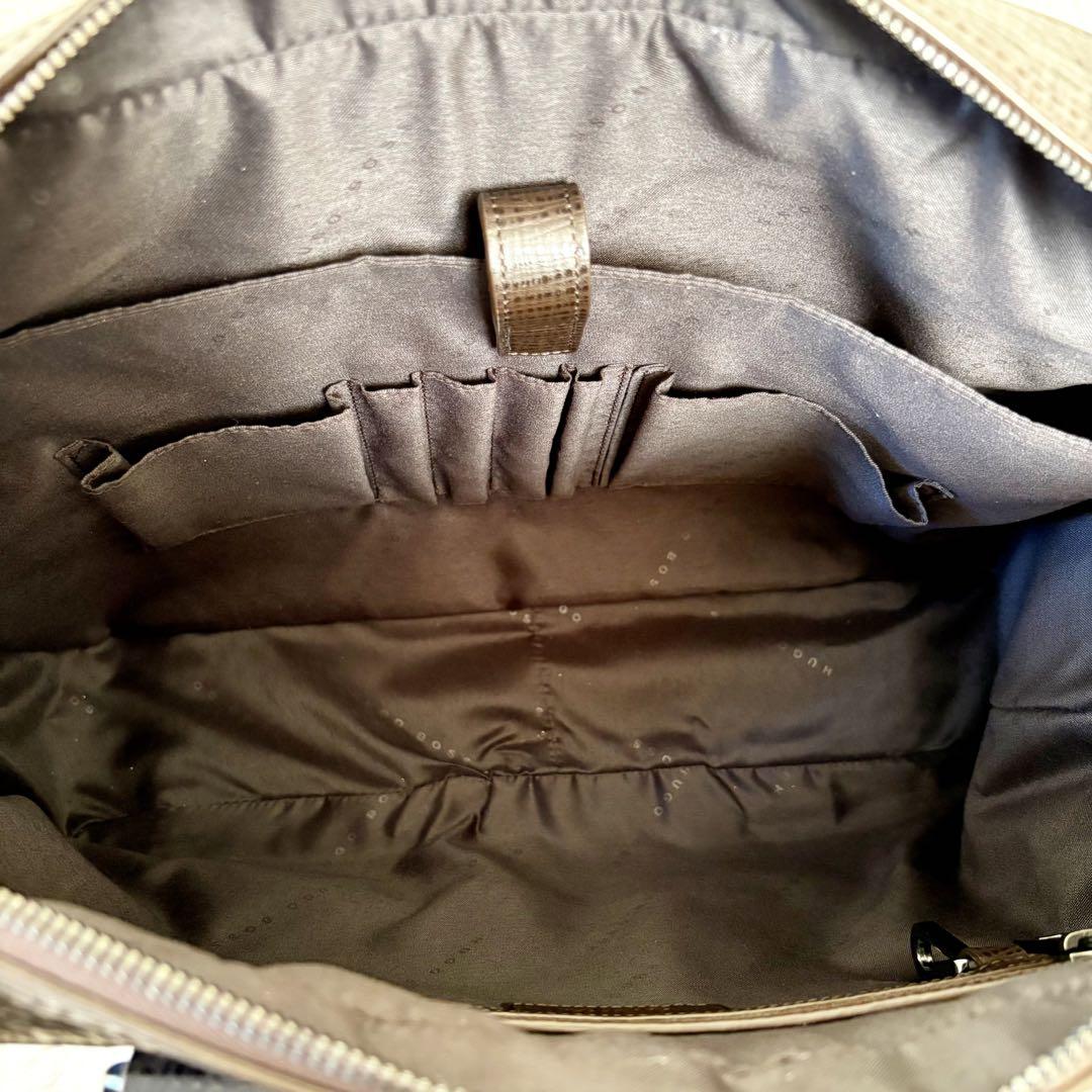 極美品　ヒューゴボス　ブリーフケース　ショルダーバッグ　2way ブラウン　本革