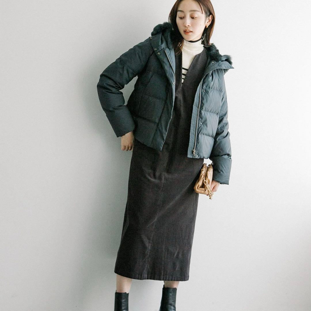 アーバンリサーチ　ダウンジャケット　ラビットファー　黒　ショートダウン　フード