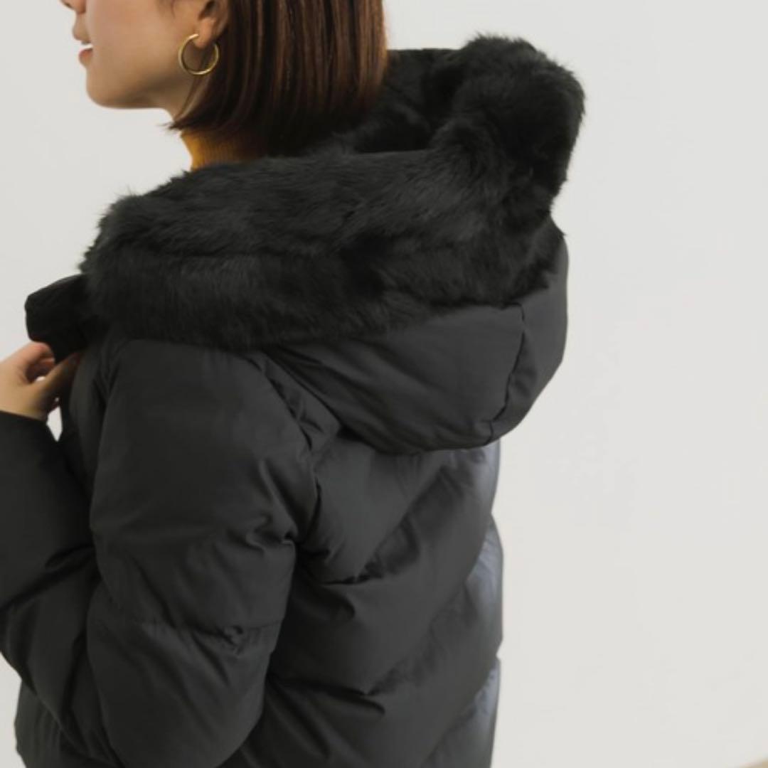 アーバンリサーチ　ダウンジャケット　ラビットファー　黒　ショートダウン　フード