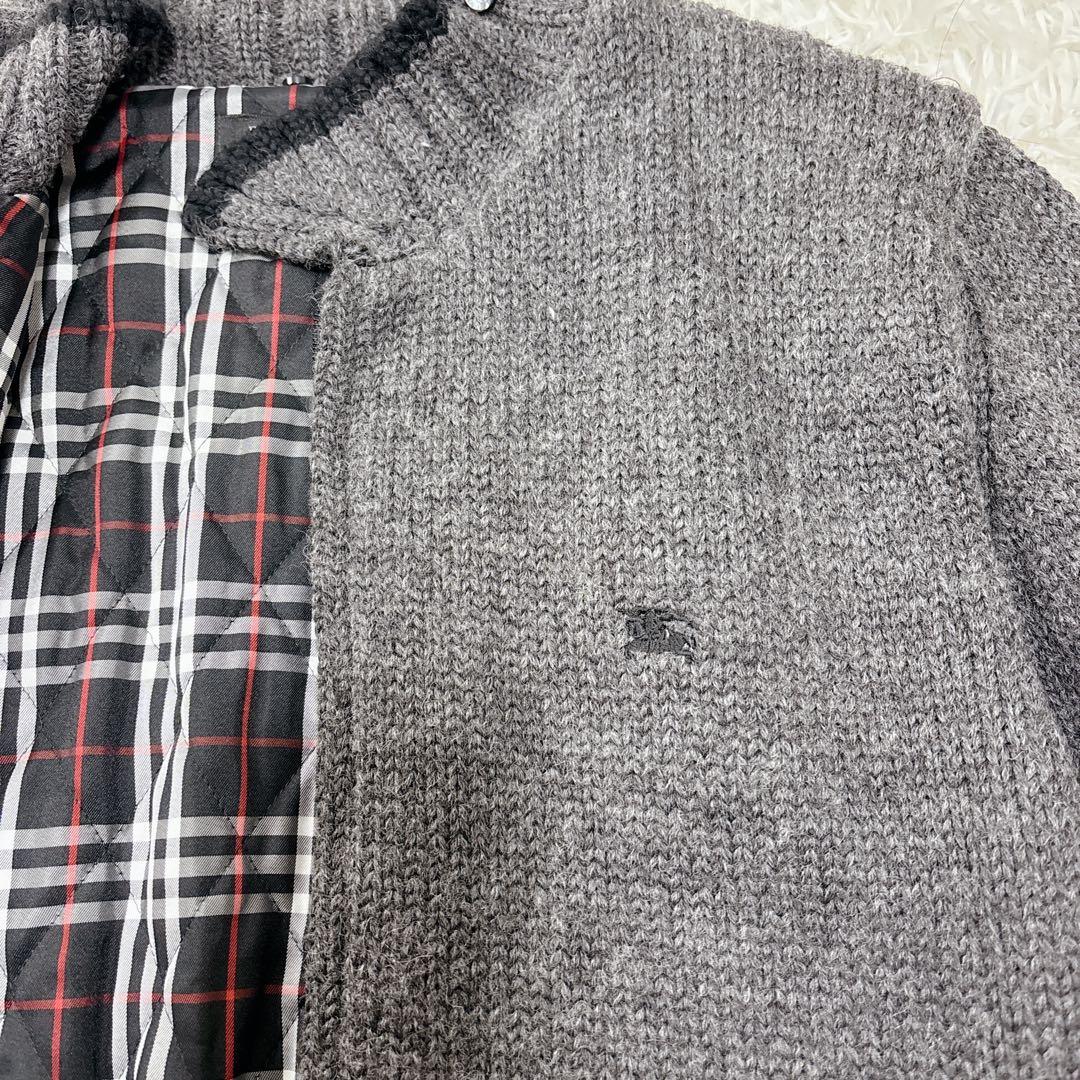 【美品】BURBERRY BLACK LABEL ニットブルゾン　グレー　L