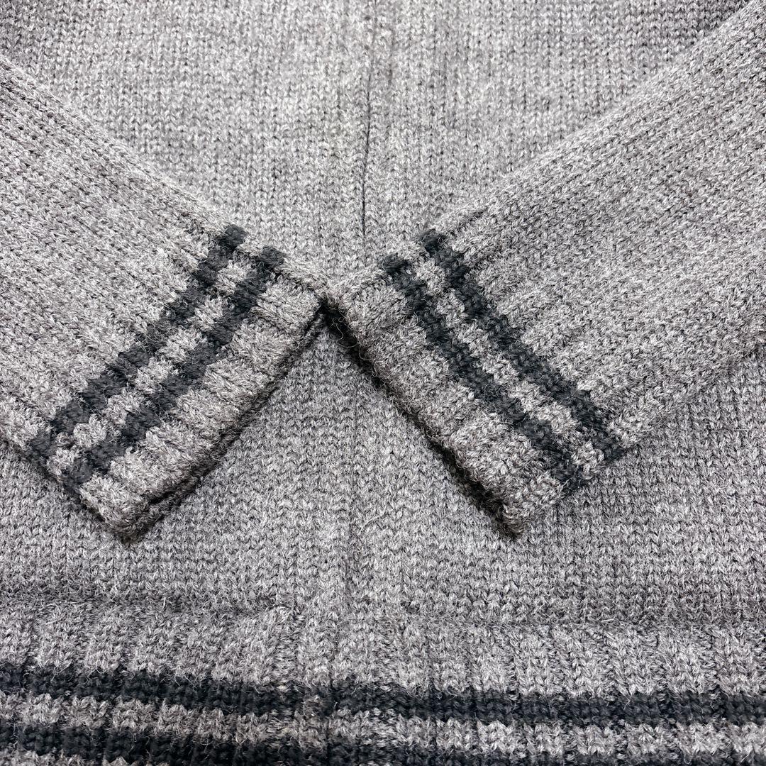 【美品】BURBERRY BLACK LABEL ニットブルゾン　グレー　L