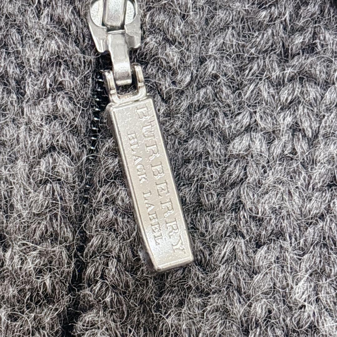 【美品】BURBERRY BLACK LABEL ニットブルゾン　グレー　L