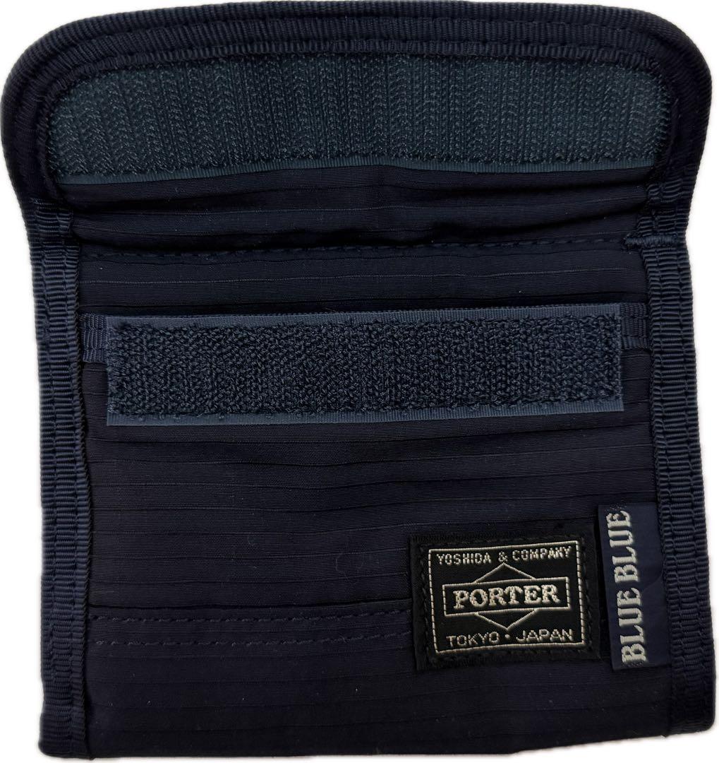 PORTER×BLUE BLUE ウォレット　インディゴ　ナイロン　コンビ