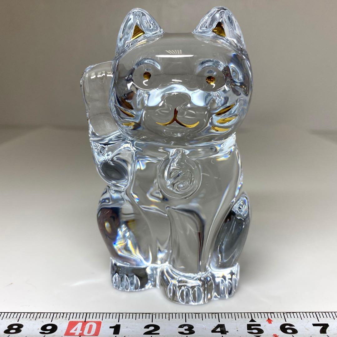 バカラ　招き猫　共箱　トヒル　高さ約10cm 東N7-1018②