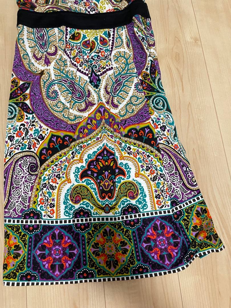 【極美品】ETRO/エトロ ペイズリー柄半袖ワンピース 44/Lサイズ