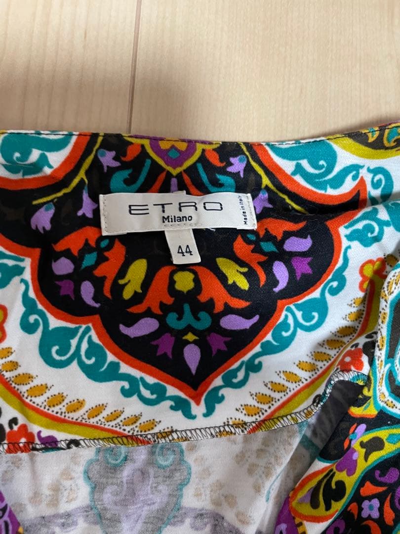 【極美品】ETRO/エトロ ペイズリー柄半袖ワンピース 44/Lサイズ