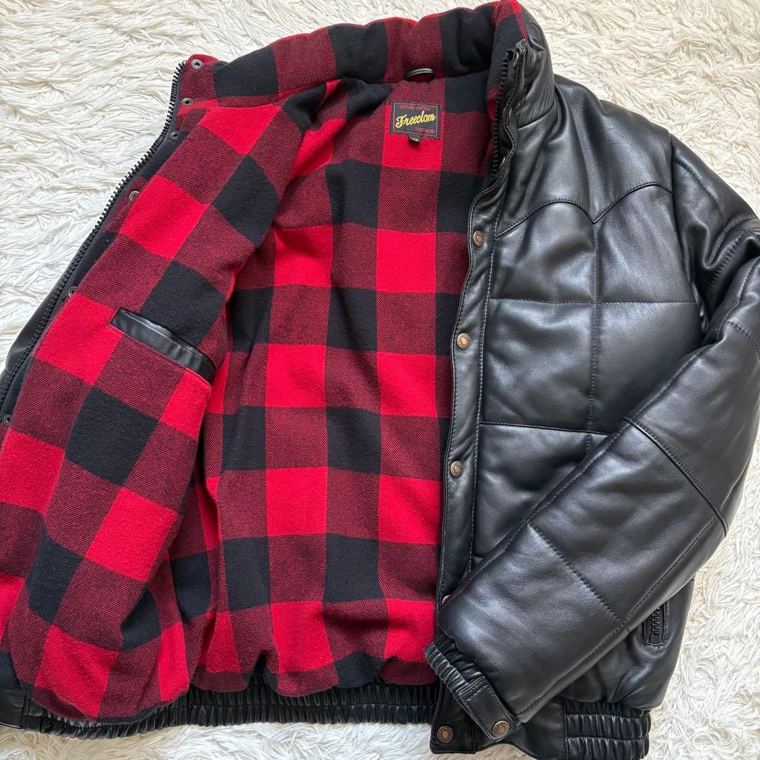 フリーダム　羊革　シープレザー　ダウンジャケット　ブラック　Mサイズ　メンズ