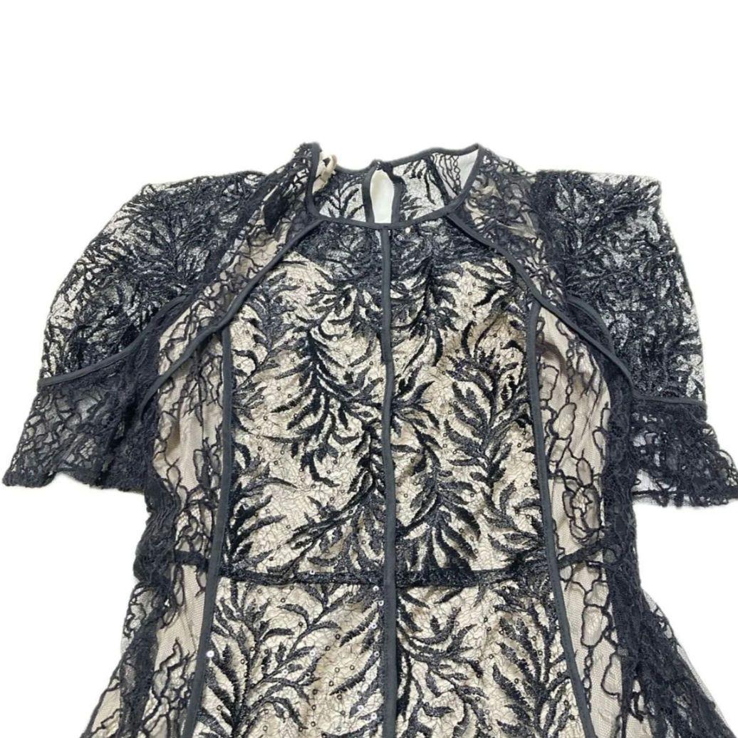 【新品タグ付】FRAY I.D 　リーフレースパイピングワンピース　ドレス