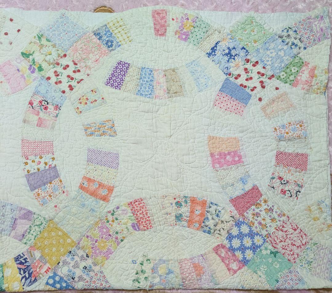 アンティークキルト　カット　ダブルウエディング　フィードサック