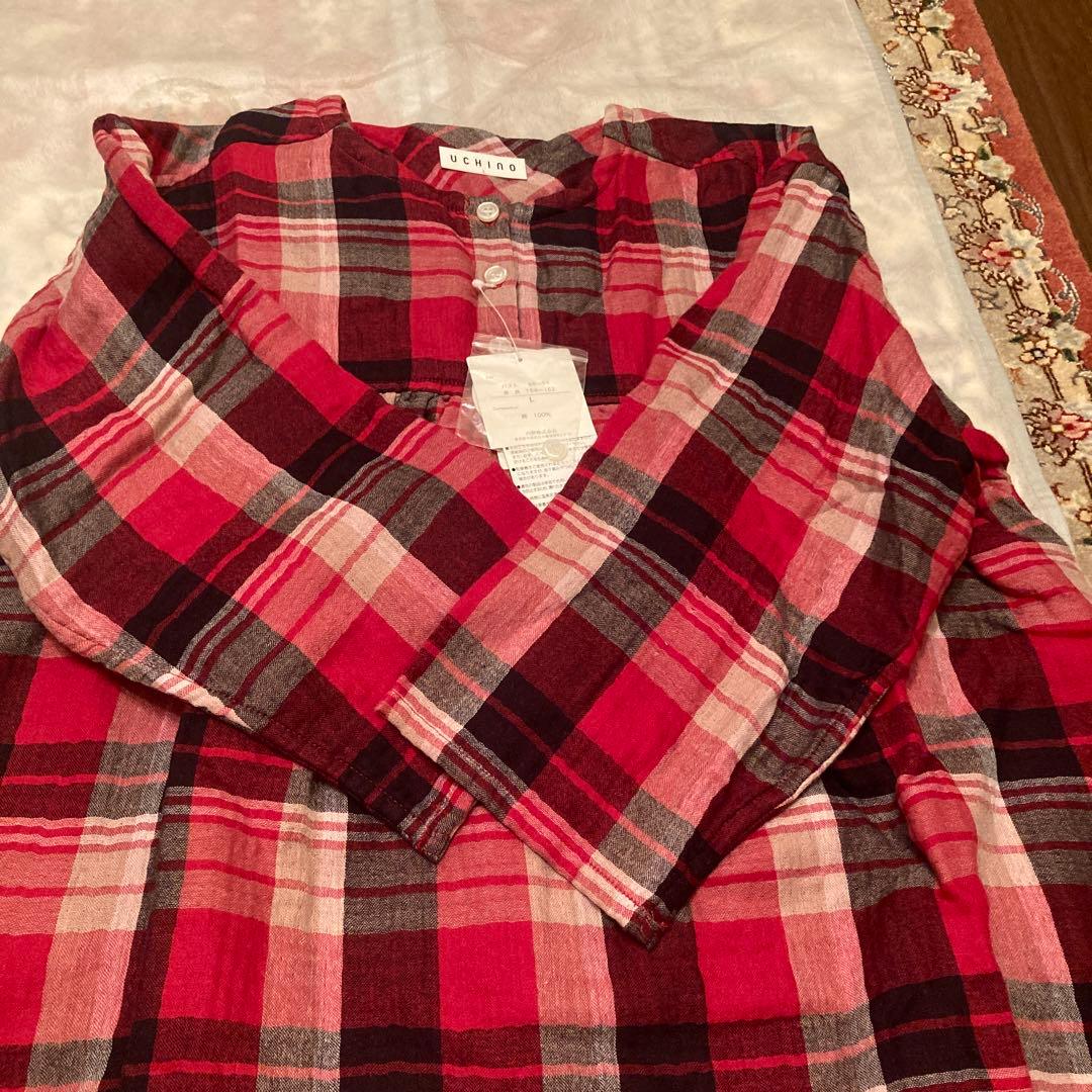 新品　UCHINO チェック柄 パジャマ L