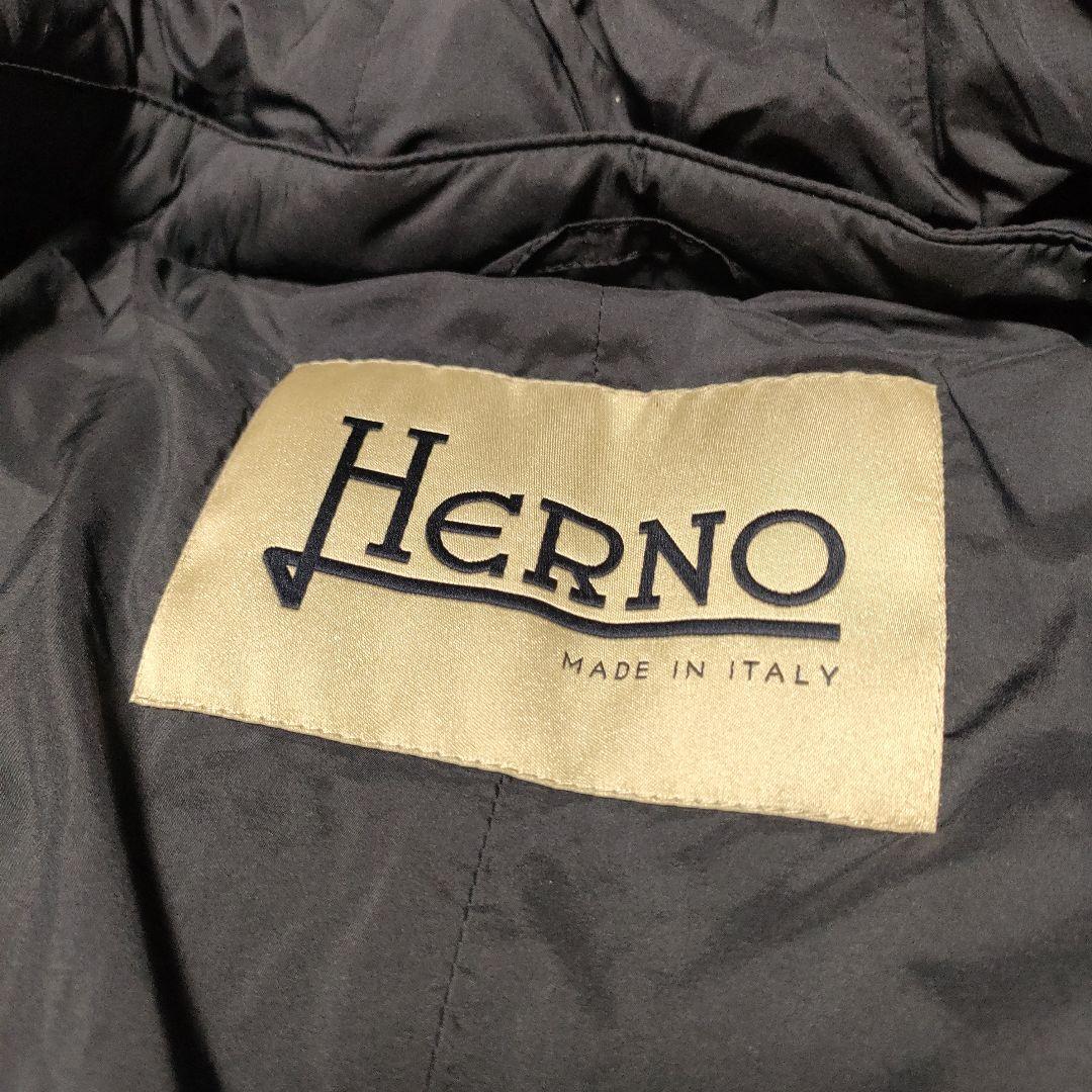美品✨ヘルノ ダウンコート 異素材切り替え ドッキング ロング丈　ネイビー40