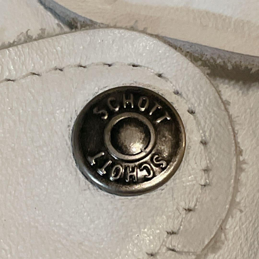 希少✨Schott レザーベスト コンチョ ホワイト USA製 Sサイズ 90s