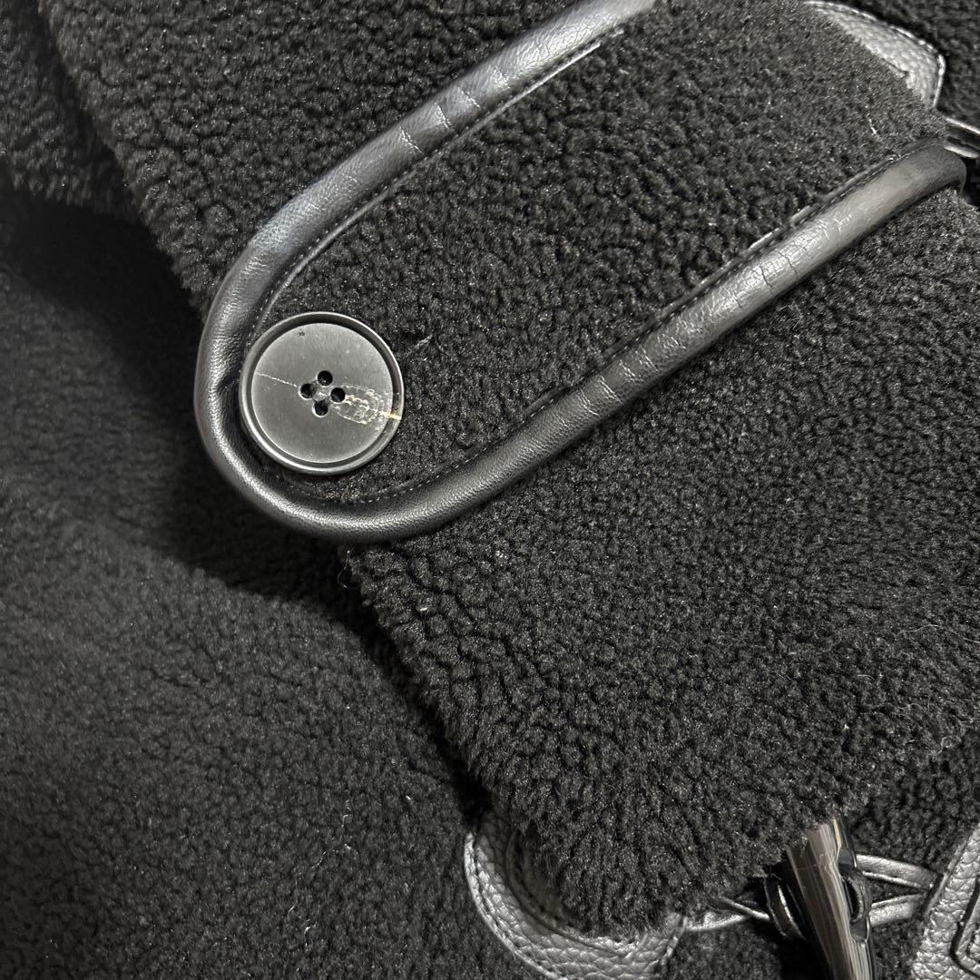 黒 ダッフルコート フリース風