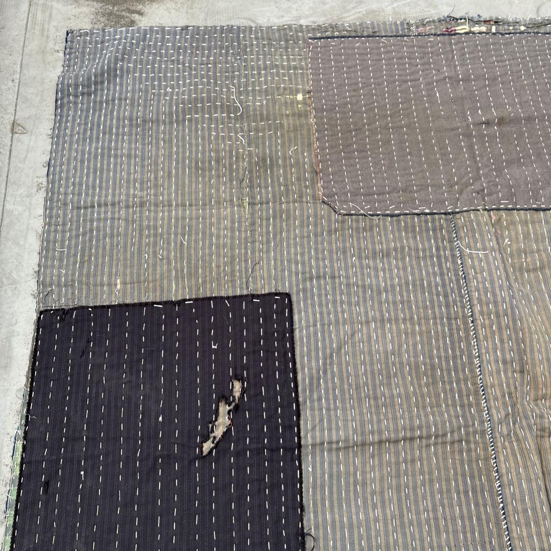 SALE⏬襤褸❹縞模様　全面刺子　敷物　カバー　パッチワーク