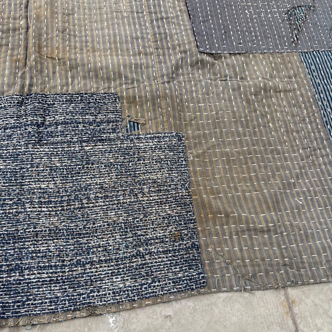 SALE⏬襤褸❹縞模様　全面刺子　敷物　カバー　パッチワーク