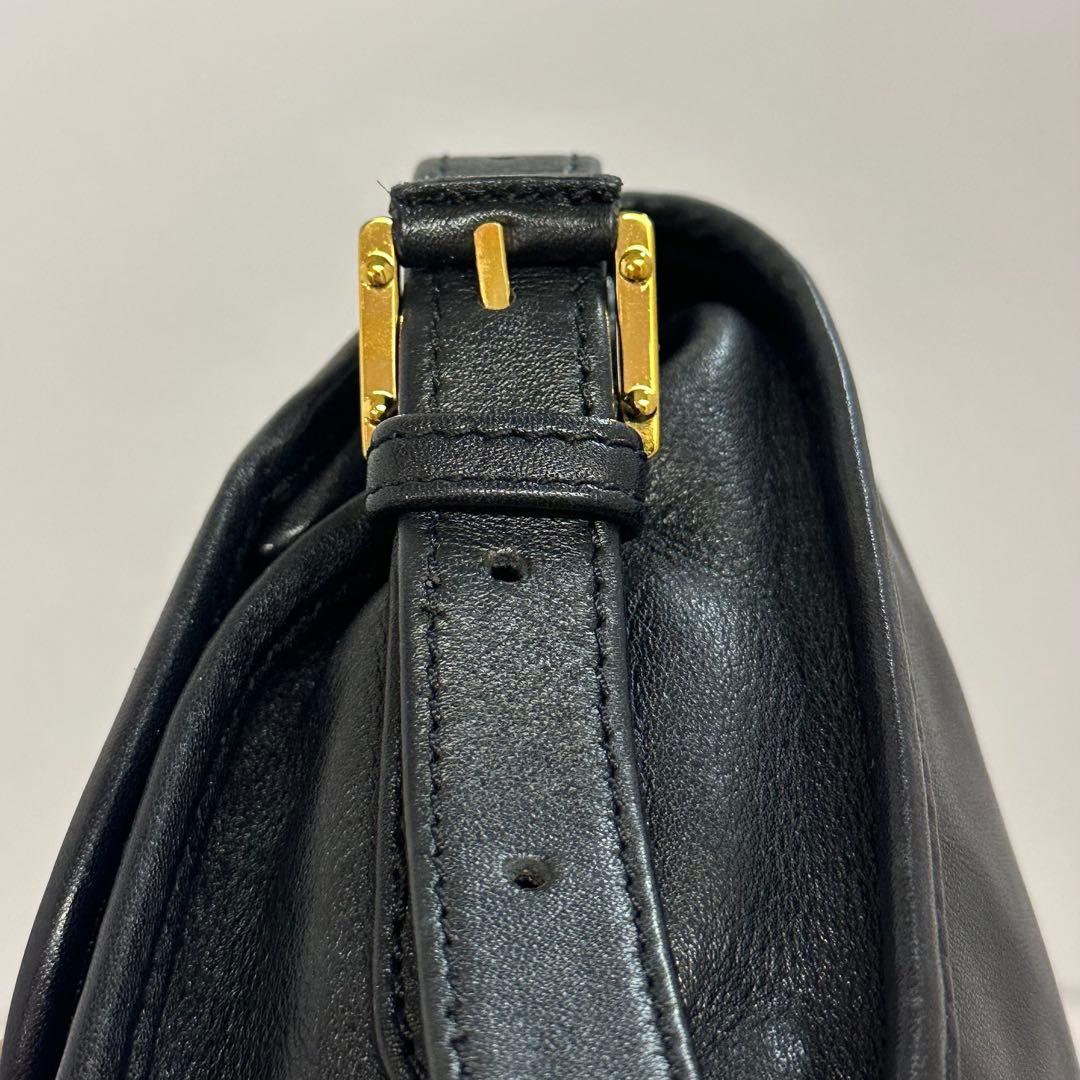 美品‼️ロエベ アナグラムロゴ レザーショルダーバッグ ブラック 黒 本革