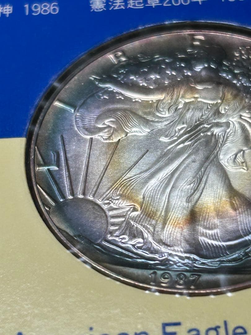 アメリカ 1987 Walking Liberty銀貨 美ブルートーン 1$