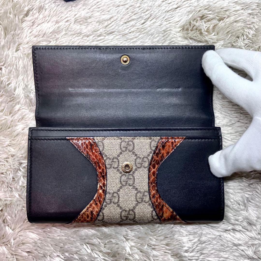 美品✨GUCCI パイソン 切り替え コンチネンタルウォレット 410100