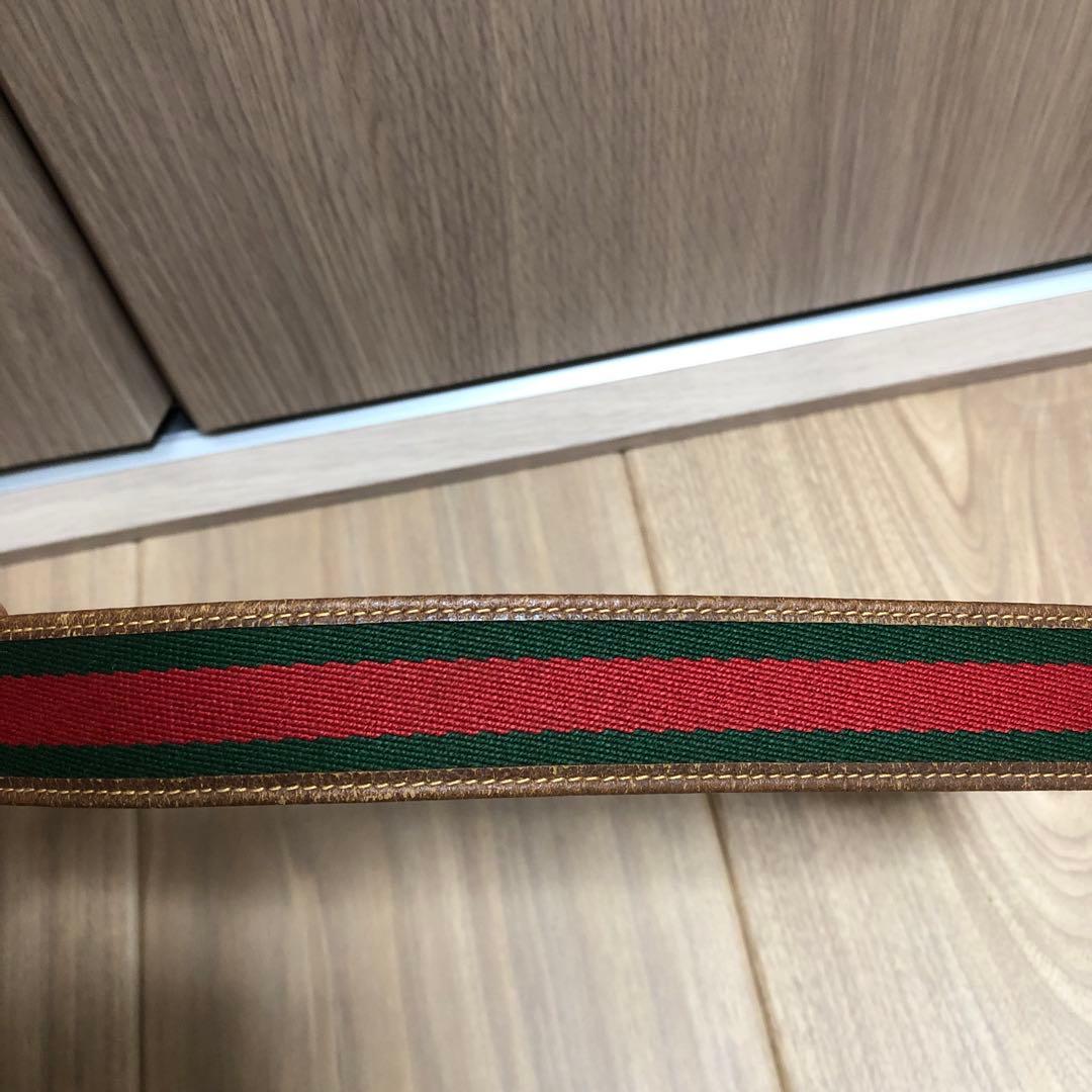 GUCCI グッチ　ベルト　シェリーライン　キャンバス　レザー　GGバックル