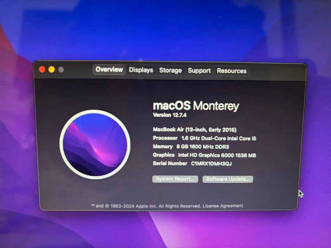 バッテリー新品同様　MacBook Air 13インチ　A1466 2015